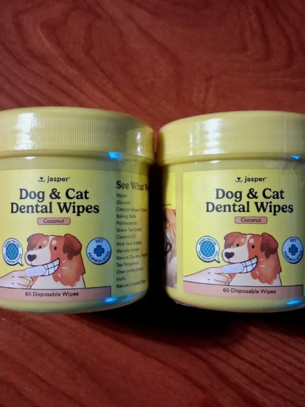 Jasper Dog & Cat Dental Wipes Coconut Vet Formulated Teeth Cleaning Wipes 2 Pack